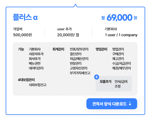 플러스 α 견적서 양식 이미지